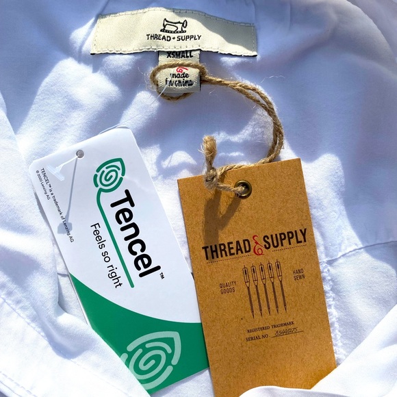 NWT Thread + Supply Button Down White Shirt - Picture 3 of 8